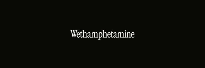 The image is a black banner featuring the word "Wethamphetamine" in white serif text, styled like a minimalist title card. It appears to be the community-added banner for the Solana token $METH on Moby, likely playing on the ticker as a street-name style riff tied to the token's "meth" abbreviation.