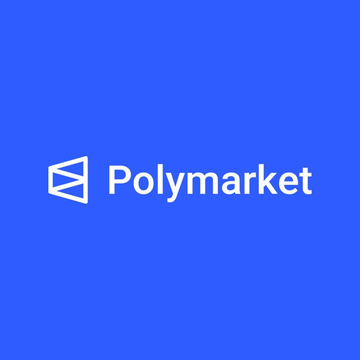 The image displays the Polymarket logo in white on a blue background. The logo reinforces the post's announcement about Polymarket's new feature enabling instant Bitcoin deposits through the Lightning Network in partnership with Spark.
