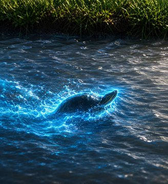 A turtle swims determinedly against the choppy current near a grassy shore, embodying the "$Turtle" symbol of resilience that "goes against the current and never gives up," aligning with the post's viral social media meme celebrating perseverance.
