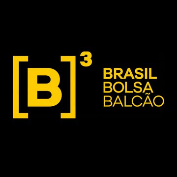 A black logo with yellow text reads '[B]³ BRASIL BOLSA BALCÃO'.