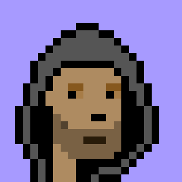 The image features a person wearing an unusual black hoodie, with headphones around their neck or ears. In the background against purple hues, there's a digital illustration of a man that appears to be a cartoon character. The post in question highlights a trade that involved exchanging a hoodie for a punk-themed graphic depicting a man. This trade seems to have taken place at the House of Graills, and it has been described as happening at GONDI, with all transactions being done seamlessly through the Trade function on GONDI.