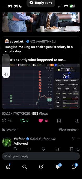 A Twitter/X screenshot showing a post by @ZayedETH about making an entire year's salary in a single day, featuring a trading chart for the token "ZEC".