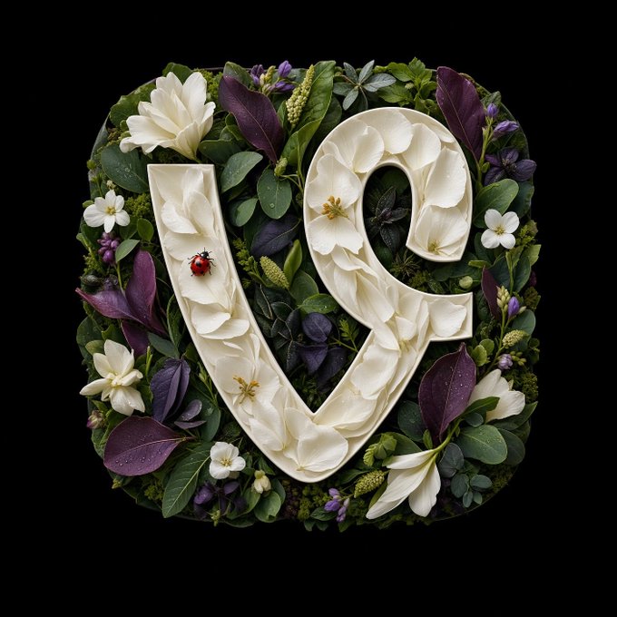 An artistic logo featuring the stylized letters 'LS' crafted from white floral elements, surrounded by lush green and purple foliage with a ladybug, all set on a black background.