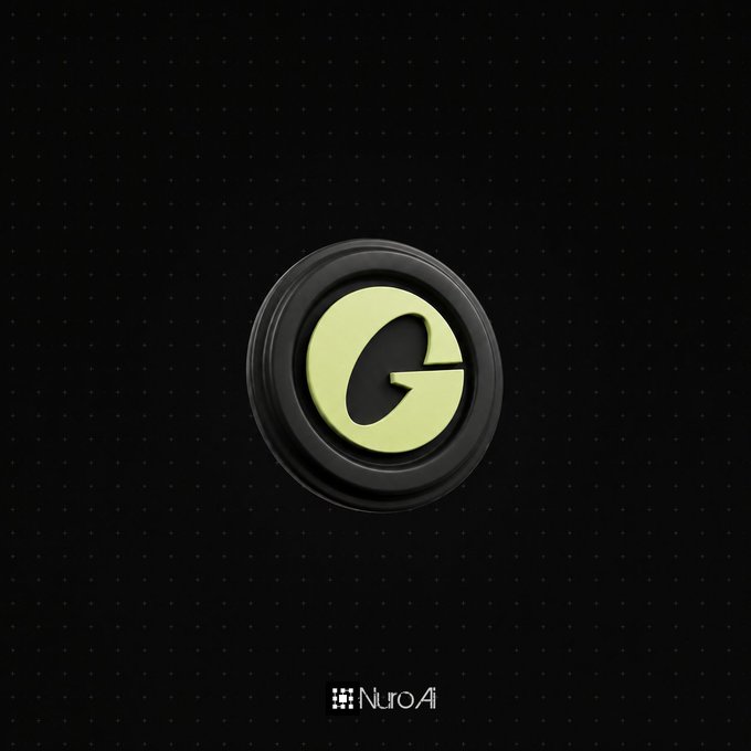 A 3D-rendered circular logo featuring a glowing pale yellow-green letter "G" on a black button-like background, with the text "Nuo4" at the bottom.