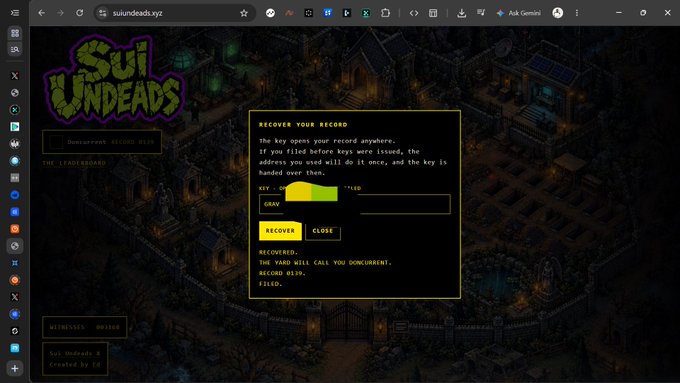 is shown as screenshot of the Sui Undeads game