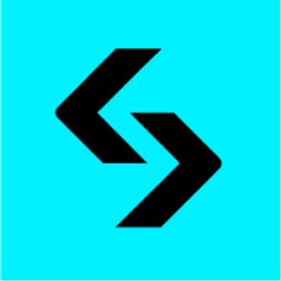 A black logo on a bright cyan background featuring two interlocking arrows pointing left and right, representing the Codeium brand.