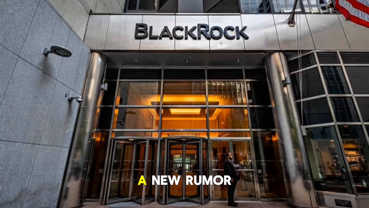 The image shows a person standing outside a large building with a "BlackRock" sign above the entrance. The person appears to be looking at something inside the building, possibly related to the rumors about BlackRock's application for an XRP ETF. The text in the image suggests that there is some speculation or information circulating regarding this topic, and it could potentially become one of the biggest stories in the crypto world if true.

The person outside the building might be a reporter, an employee, or someone who has access to the BlackRock application details. They are likely observing the situation inside the building with interest, as theRumors are spreading quickly through various channels and social media platforms.