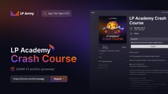 Promotional graphic for the LP Academy Crash Course, featuring the MeteoraAG and "met_lparmy" logos, advertising a free "Zero to LP position" training available on lparmy.leadpages.co/cp/mpc.