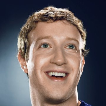 A smiling young man with curly hair and blue eyes is shown in a close-up portrait against a dark background. The image likely represents Mark Zuckerberg, CEO of Meta/Facebook, which rejected a shareholder proposal to add Bitcoin to its treasury and still holds 0 BTC.