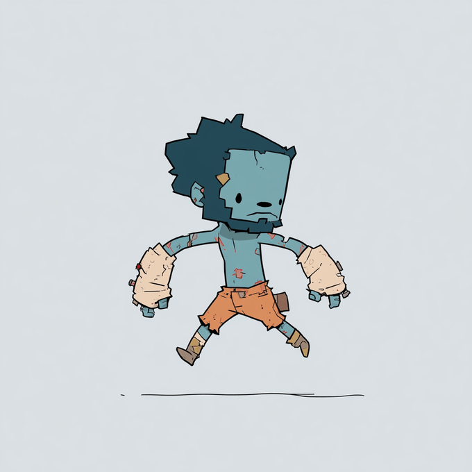 A cartoonish, glitchy zombie-like character with a blocky blue-gray head, dark spiky hair, and oversized pale mittens stands mid-stride, embodying the imperfect, "rejected slop" aesthetic of the Wasteland Monsters NFT collection. The character's stitched, ragged appearance and stitched-together features reinforce the post's theme of celebrating imperfections in this upcoming reveal.