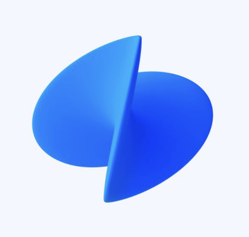 A blue 3D-rendered geometric logo, likely representing the Optimism blockchain, appears to symbolize the partnership between Toss, Optimism, and Sunnyside Labs in developing Korean won-denominated stablecoins. The abstract, layered design reflects the innovative, blockchain-based digital finance infrastructure being explored through their proof-of-concept.