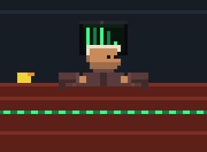 A pixel-art character wearing a green-lit headset sits behind a desk in a dim, retro-style office, visually reinforcing the crypto airdrop promotion for $DESK NFT holders. The scene's "desk" theme ties directly to the project's branding and the call to hold Desk NFTs for upcoming rewards.