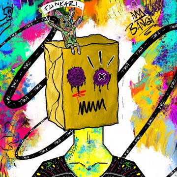 The image features a cartoon drawing of a person wearing a yellow paper bag hat, which has been described as "vampire-like" or "vampire-themed." The drawing also includes text that reads "my bangin'", suggesting a connection between the artwork and a specific theme or concept. The post where this image is shared mentions that it was delivered to its owners by "voi artworks," which could be an online platform for artists to showcase their work.

The image has been described as a "vampire-themed" drawing, indicating that the artist may have drawn inspiration from the popular culture phenomenon of vampires or other supernatural beings. The post also mentions that this artwork is part of a collection called "voi artworks," which could be an online platform for artists to share their creations with others.