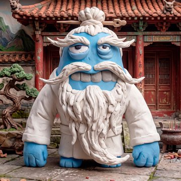 A T00ns NFT figurine depicting a blue-skinned Shaolin Master with a long white beard, standing in front of an ornate temple backdrop, representing the 1/1 rarity piece that sold for $1,485 (0.7 ETH) after originally minting at just $91.