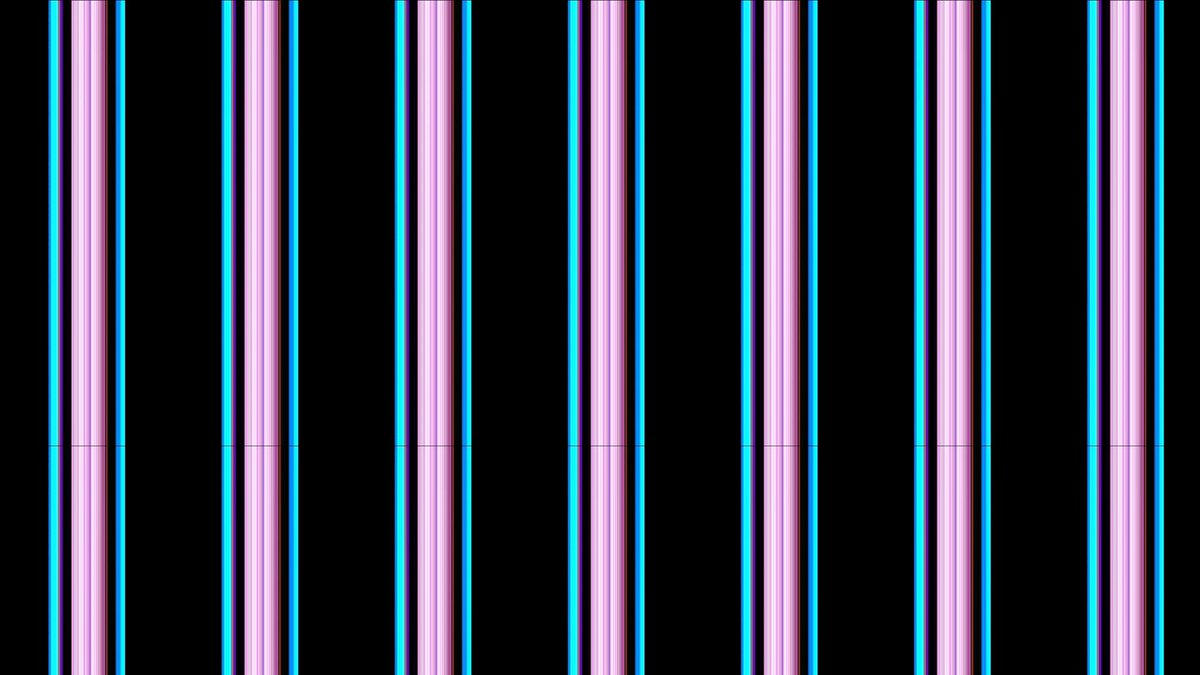 The image features an artwork titled "Un Ange Passe" which translates to "The awkward silence." The artwork is displayed as a series of vertical lines, with each line alternating between pink and blue colors. The background color of the image is black, providing a stark contrast that makes the vibrant lines stand out. The title of the post is written in French, adding an international touch to the piece.