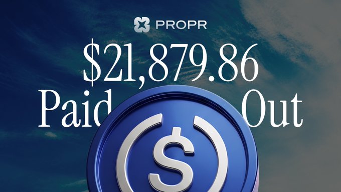 The image features a blue coin with a white dollar sign on top of it. Below the coin, there's text that reads "Paid out on demand in USDC onchain. Don't trust, verify." The text is written in black, making it stand out against the blue background of the coin.