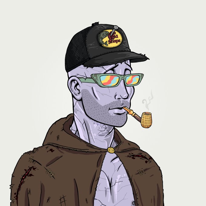 The image features a man wearing glasses, a hat with a logo, and smoking a pipe while dressed in a brown coat or hoodie. The caption "DeGods is the best art on Solana" suggests that the artist who created this illustration has a unique style and perspective. This artwork could be considered a valuable piece of art due to its creativity and originality, which may have caught the attention of the creator's followers on social media platforms like Instagram or Twitter.

The post also mentions "Solana", which might indicate that the artist is inspired by the popular cryptocurrency or has a connection with it in some way. The combination of these elements creates an intriguing and visually appealing image, drawing viewers' interest to explore more about this particular artwork.