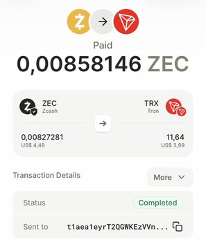 The image shows a screen displaying a transaction details page for Zcash, which is a type of cryptocurrency. The text on the screen reads "Zcash is freedom money," indicating that Zcash is a digital currency designed to provide financial freedom and privacy. This message is related to the post about Zcash because it suggests that the user might be interested in using Zcash as an alternative or complementary payment method, possibly for online transactions or peer-to-peer payments.