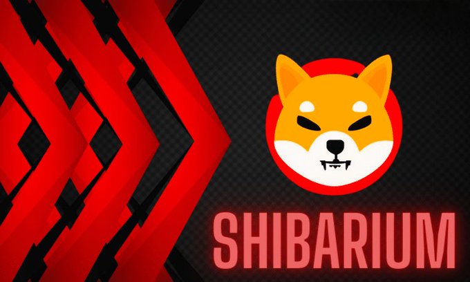 A red and black promotional graphic for SHIBARIUM featuring a stylized Shiba Inu dog logo in a red circle with fangs.