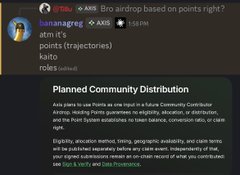 A Reddit post in r/Askscience by user 'hamanagrego' asking 'Bro airdrop based on points right? atm it's points (trajectories) taste roles (sattue)', with a 'Planned Community Distribution' section below.