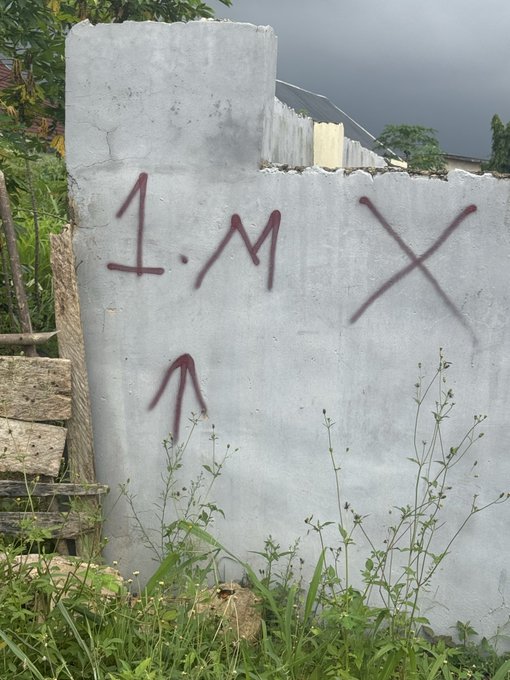 A concrete wall displays graffiti reading "IMX" with an upward arrow, which the post jokingly interprets as a bullish crypto signal for $IMX after "touching grass." The image humorously suggests a sign pointing toward an imminent price pump for the Immutable token.