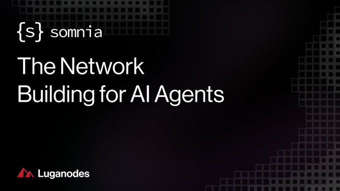 The image shows a black background with white text that reads "The Network Building for AI Agents". The text is centered, making it easy to read. The image also includes a small logo of a red triangle with a diagonal line through it.