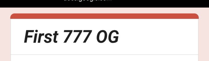 The image shows a Google Form banner titled "First 777 OG," likely a giveaway or airdrop form for early supporters ("OG" meaning original/early members), where participants are prompted to submit their Robinhood wallet address.