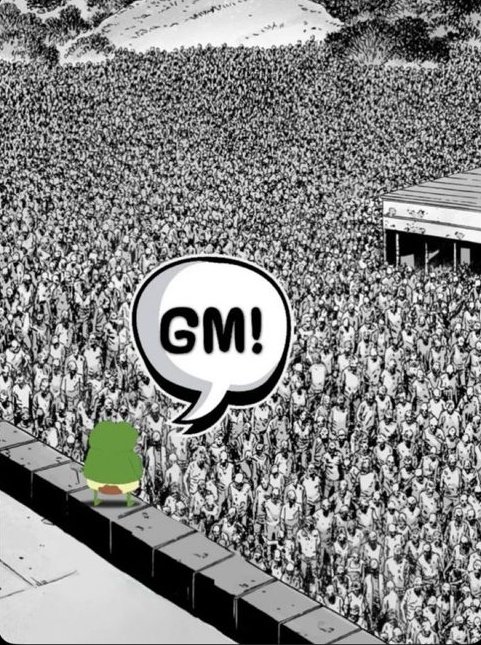 The image features a large crowd of people gathered together, with some individuals standing out from the rest due to their unique appearances or clothing styles. The crowd consists of various individuals who are spread across the scene, creating an atmosphere of excitement and anticipation. In the center of this gathering is a person wearing a green shirt, drawing attention to themselves amidst the sea of faces. The image also includes text elements such as "GM CT", "The future of Web3 won't be won by attention alone but it'll be won by useful infrastructure", and "@quipnetwork". These elements contribute to the overall theme of the post, which is focused on the importance of building systems in the context of a large crowd.
