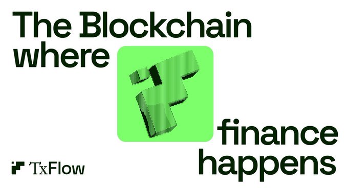 The image shows a square advertisement with the text "TXFLOW" at the bottom, which is a part of the Blockchain Where? series sponsored by Txflow. The main visual element featured in this advertisement is an animated depiction of the letter 'F' in green. The image also contains some text that reads: "THE BLOCKCHAIN WHERE FUNDANCE HAPPENES". This suggests that the advertiser's target audience consists of people interested in both blockchain technology and financial matters, possibly related to finance or cryptocurrency.