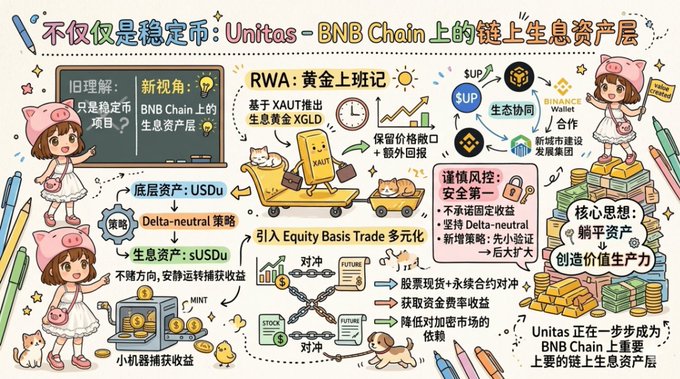 The image features a colorful poster with various illustrations, including cartoon characters such as girls wearing pink hats, and a dog. The poster also includes text that explains the concept of Bitcoin mining and its relation to Unitas Labs' Bitcoin Chain project. The poster is filled with drawings and information about Bitcoin mining, making it an engaging visual representation for those interested in understanding the topic better.