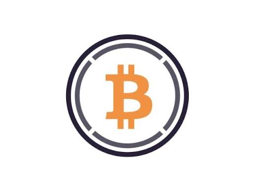 A circular logo featuring an orange Bitcoin (₿) symbol centered within two concentric rings, one dark navy and one lighter gray, on a white background.