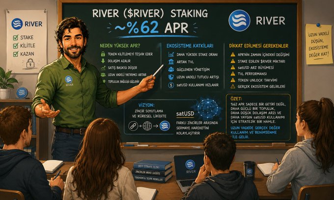 The image features a classroom setting with a group of people sitting at desks, including a man standing near a chalkboard that displays information about river staking and the Riverbank project. The room has a gray color scheme, which contrasts with the blue background of the poster on the wall. The poster is titled "Riverbank" in white text against a blue background, providing additional context to the scene.
