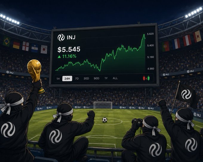The image shows a group of people wearing black clothing, possibly ninja-like, sitting in front of a large screen displaying a sports game with a soccer ball at the center. The people are holding up a golden trophy, which appears to be a symbol of victory or achievement related to the ongoing match. The post about the sports game is titled "90 Minutes On The Pitch." and it mentions that the content was created by Estádio INJ. This suggests that the image might have been taken at an event organized by INJ, such as a sports competition or a special edition of a popular TV show featuring sports themes.