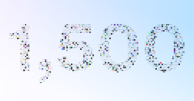 A word-cloud style visualization spells out "1,500+" using numerous company logos from over 90 countries and 20 industries, representing the Circle Alliance Program's members including fintechs, payment providers, wallets, infrastructure companies, and service providers building with Circle's stablecoins.