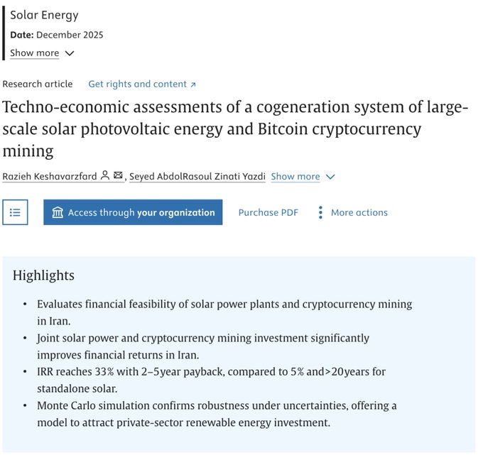 "A study on renewable energy projects suggests that Bitcoin mining can help finance solar power projects that might otherwise have been given without financial backing."