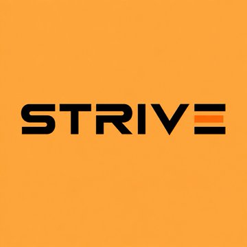 The image displays the "STRIVE" logo in bold black letters against an orange background, with the final "E" stylized to include three horizontal stripes. This branding relates to the post highlighting Strive's significant accumulation of Bitcoin—over 3,300 BTC worth approximately $275M last week, surpassing Strategy's purchasing activity by 13 times.