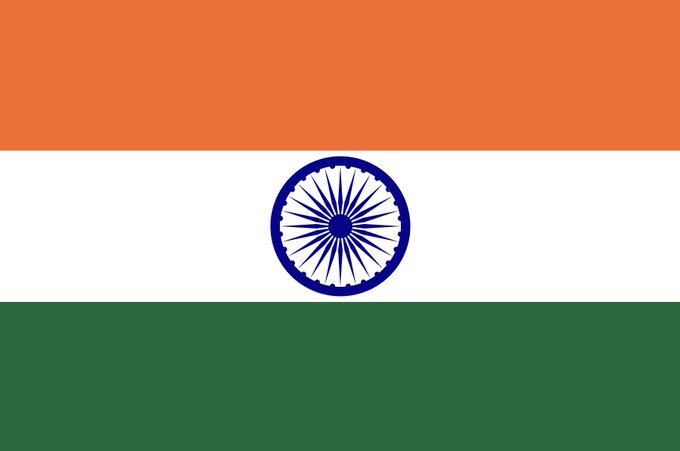 The image displays the national flag of India, featuring three horizontal bands of saffron, white with a navy blue Ashoka Chakra in the center, and green. This flag visually aligns with the post's announcement that RWA INC is expanding into India, with its token $RWAINC set to list on CoinDCX.