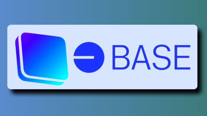 The Base logo (a blue and purple gradient icon) alongside its name in a blue gradient.
