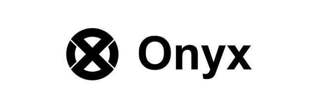 The image features a logo for an AI company called @Onyx. The logo consists of a black circle with an x inside, surrounded by white text that reads "ONYX". The company's name is displayed below the logo, indicating their focus on artificial intelligence and machine learning technologies.