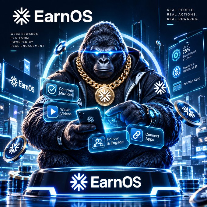 Discover EarnOS: The Web3 Rewards Platform Powered by Real Engagement! Real people, real actions, real rewards — Complete tasks like watching videos, following, engaging, and connecting apps. Score up to 75% brand rewards, redeem in USDT/USD via Visa Card.