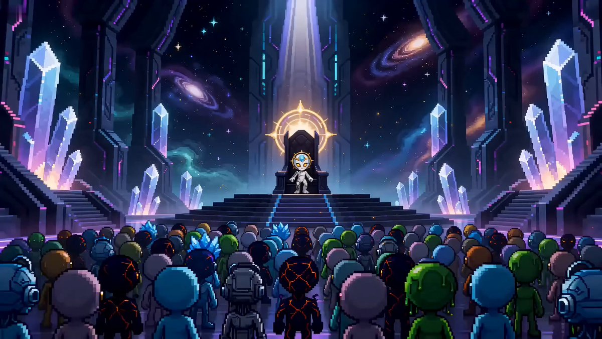 The image features a large crowd of people gathered around an area with a high platform, possibly a throne or a pedestal. The people are dressed in various colors, creating a diverse and colorful scene. Some individuals appear to be wearing suits, while others have more casual attire. The overall atmosphere suggests that the gathering could be part of a ceremony or event taking place within a palace-like setting.
