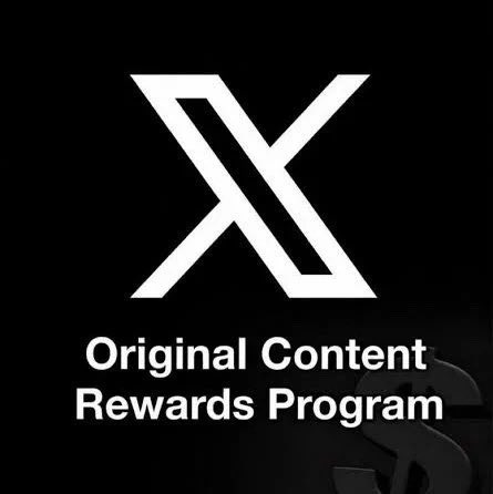 Black promotional graphic for X's Original Content Rewards Program featuring the white X logo.