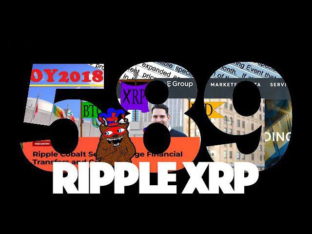 The image features large "589" numerals with "RIPPLE XRP" displayed prominently below, incorporating a photo of a man and references to Ripple's SEC settlement. This visual ties into the post's discussion about the lesser-known origins of the $589 figure within XRP lore, suggesting the number relates to Ripple's 2025 SEC settlement amount or a key milestone in XRP's history.