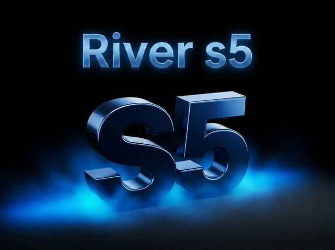 The image features a large blue "S" with the number "5" written below it, which appears to be floating or glowing against a black background. The text "RIVER S5" is also present in the image. The overall design of the image seems to be related to a social media post or advertisement, as it focuses on promoting an event or gathering rather than providing information about a specific product or service.