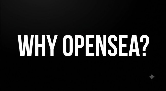 Bold white text reading 'WHY OPENSEA?' displayed on a black background with a small star icon in the corner.