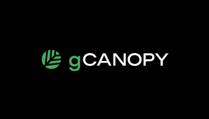 gCANOPY logo in white and green text on a dark gray background.