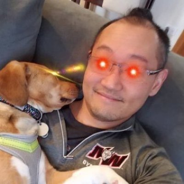 A man poses for a selfie with a beagle resting its head on his shoulder, both appearing relaxed on a couch. The image, paired with a post about Bitcoin self-custody, visually reflects the "friendliest" tone of the caption promoting SeedSigner, a free and open-source bitcoin signing device, while the edited red-glowing eyes add a humorous, devilish touch playing on the "don't trust, verify" sentiment.
