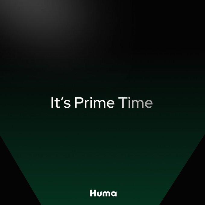 The image displays an advertisement for an online lending platform called Huma. The title of the ad reads "It's Prime Time" which suggests that this platform is operating at its prime or most popular time, potentially when users need quick access to funds. The ad features a photograph of a green and black background with white text against it. There are no additional details about the content on the image or the post itself.