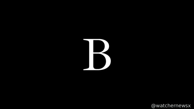 A minimalist black image with a single white serif letter 'B' in the center and the watermark '@watchernewsx' in the corner.
