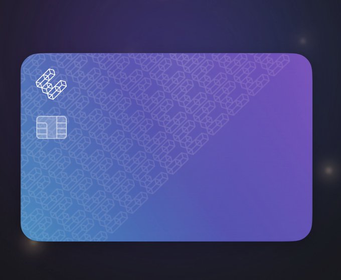 A digital bank card with a blue-to-purple gradient design featuring a metallic chip and an ether.fi (ETHFI) logo, displayed against a dark background with a pattern of interconnected cubes. The card visually represents ether.fi's non-custodial DeFi debit card that supports domestic KYC verification and offers up to 3% cashback on spending.